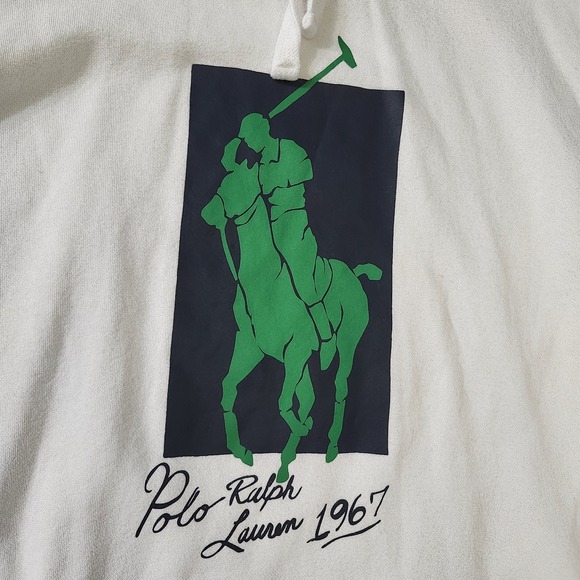 Polo Ralph Lauren Men's Big Pony RL 67 Fleece Pullover Hoodie White Sz L - Picture 4 of 10